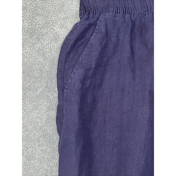 Tahari Womens Wide Leg Linen Pants Size Large‎ Blue Cropped Beach Costal Travel - Picture 2 of 9